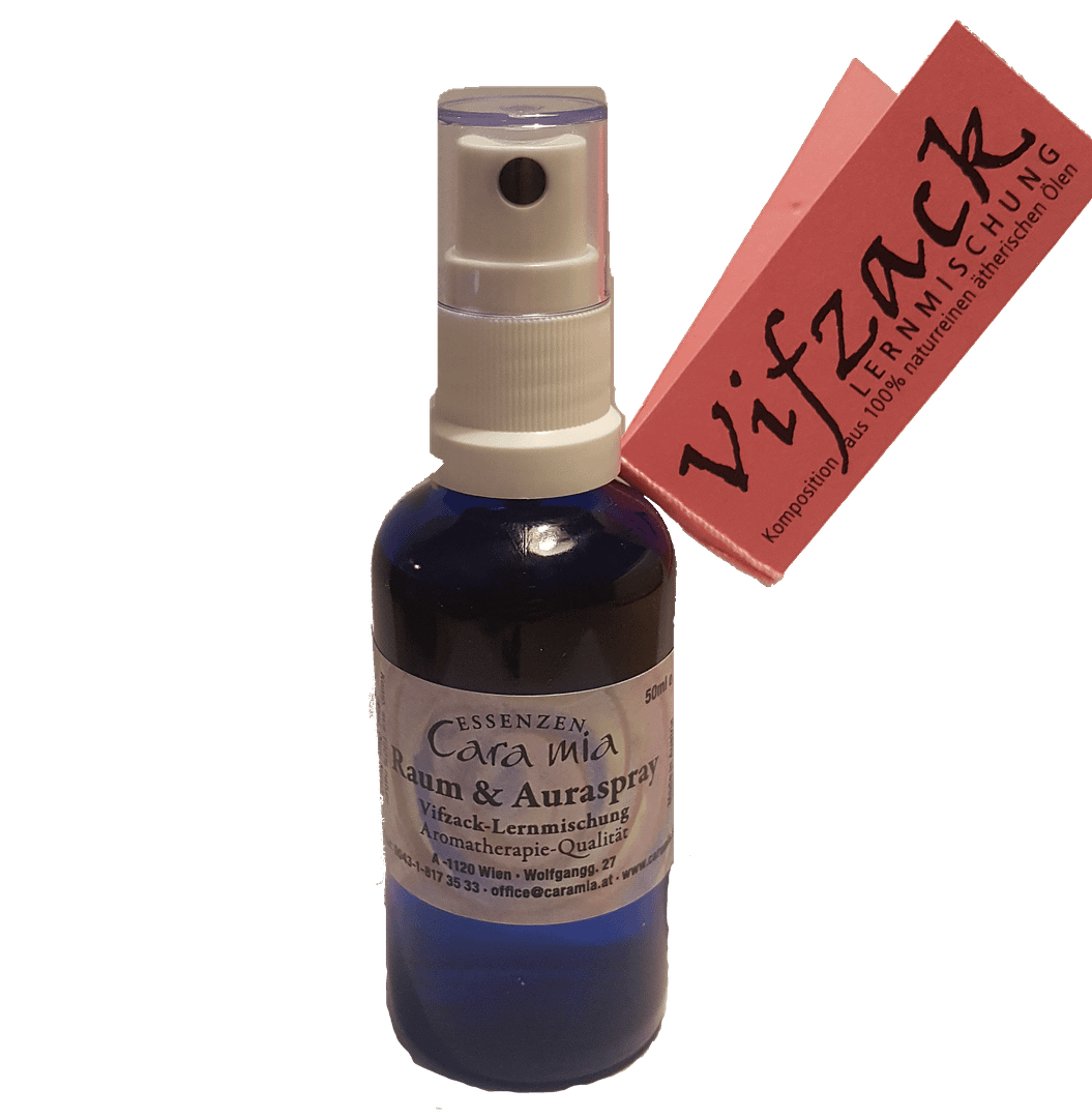 Vifzack Lernspray aus 100% naturreinen ätherischen Ölen in Cara Mia Institut in Wien. Ätherische Öle, Seminare.