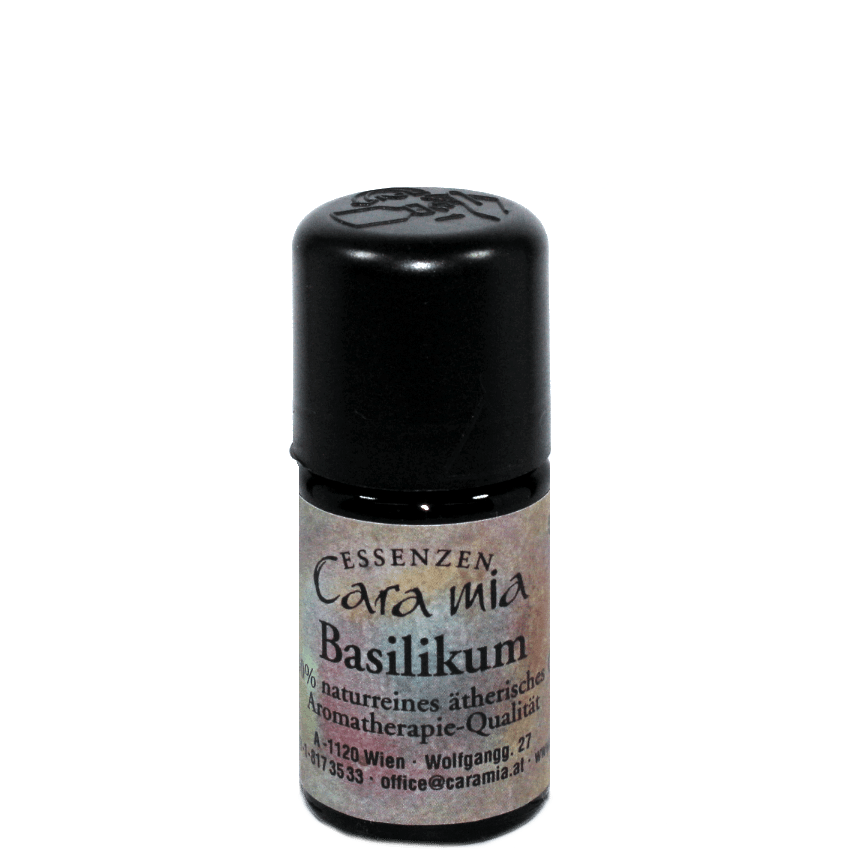 Basilikum Ocimum basilicum 100% naturreines ätherisches Öl in Cara Mia Institut in Wien. Ätherische Öle, Seminare