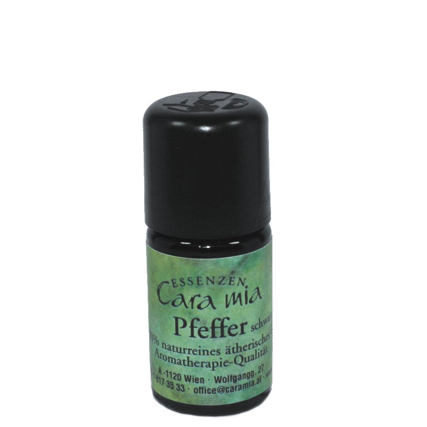 Pfeffer schwarz Piper nigrum 100% naturreines ätherisches Öl in Cara Mia Institut in Wien. Ätherische Öle, Seminare.
