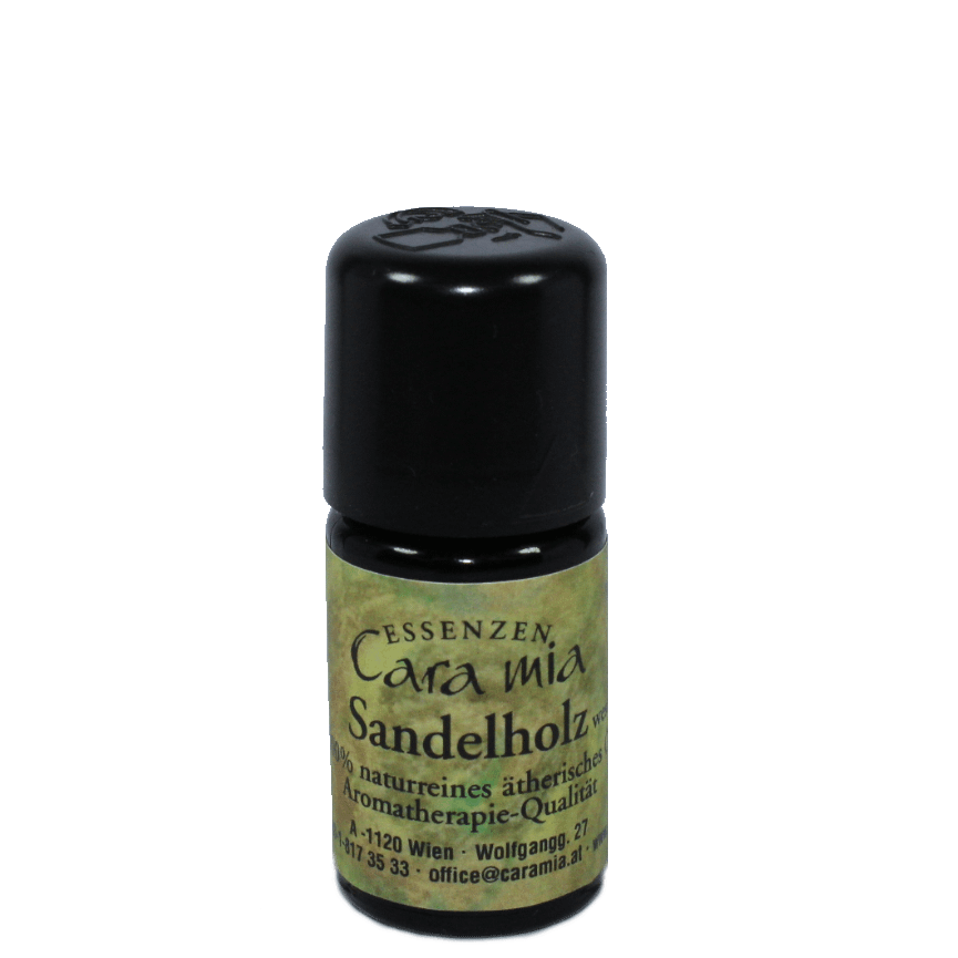 Sandelholz Santalum album 100% naturreines ätherisches Öl in Cara Mia Institut in Wien. Ätherische Öle, Seminare.