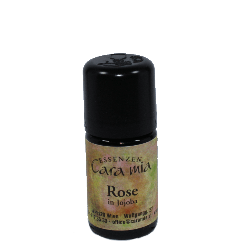 Rose in Jojoba Rosa damascena 100% naturreines ätherisches Öl in Cara Mia Institut in Wien. Ätherische Öle, Seminare.